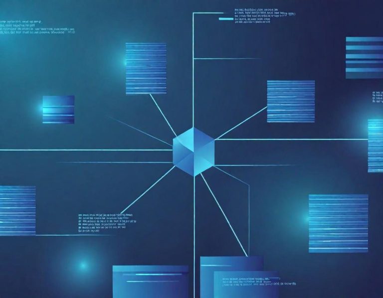 Data Excellence Abstrakte Grafik mit blauen Linien und Punkten, die für skalierbare Datenmodelle steht